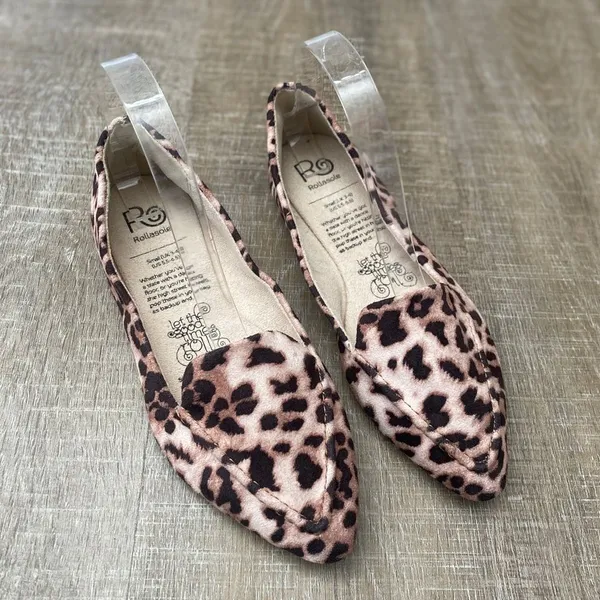 ROLLASOLE Into the Wild Leopard Print Flats Small (Fits 5.5-6.5) Packable Travel - Image 3