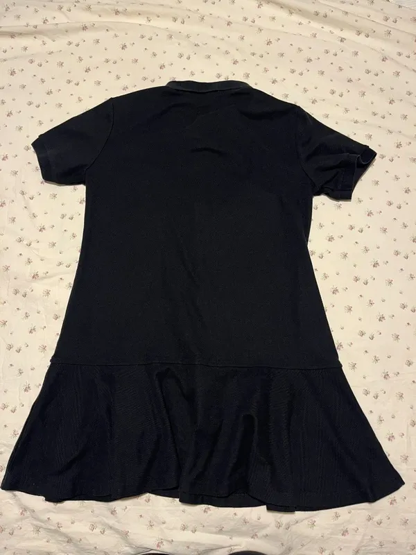 Polo Dress Black Drop Waist Short Sleeve Collar Button Small Excellent Condition - Image 2