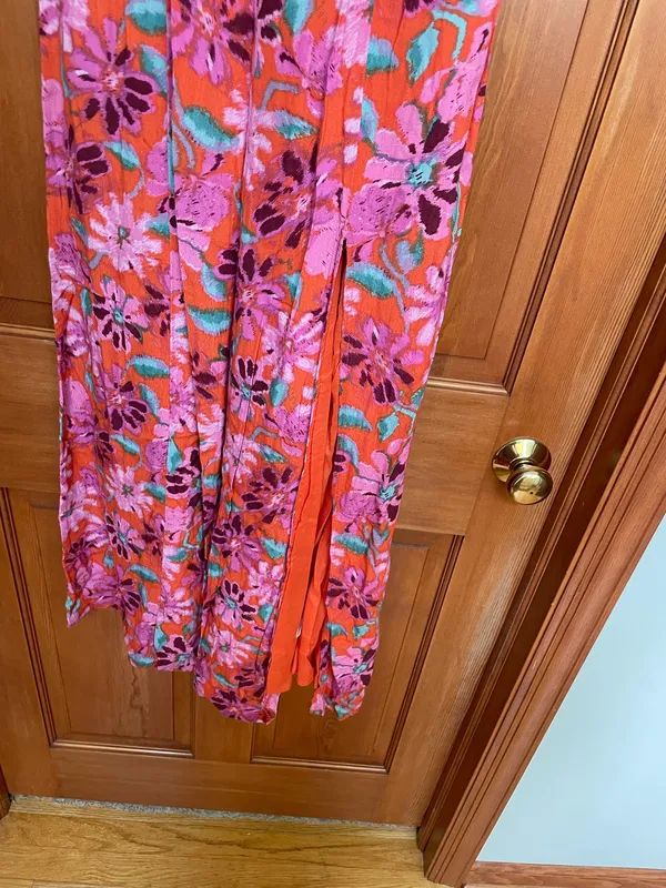 Free People Pink Floral Maxi Slit Dress - Image 4