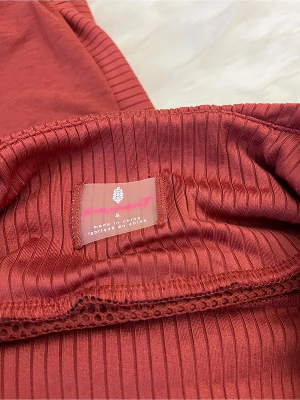 Free People Harem Jogger Pants Balloon Utility Ribbed Waist Rust Red Small - Image 2