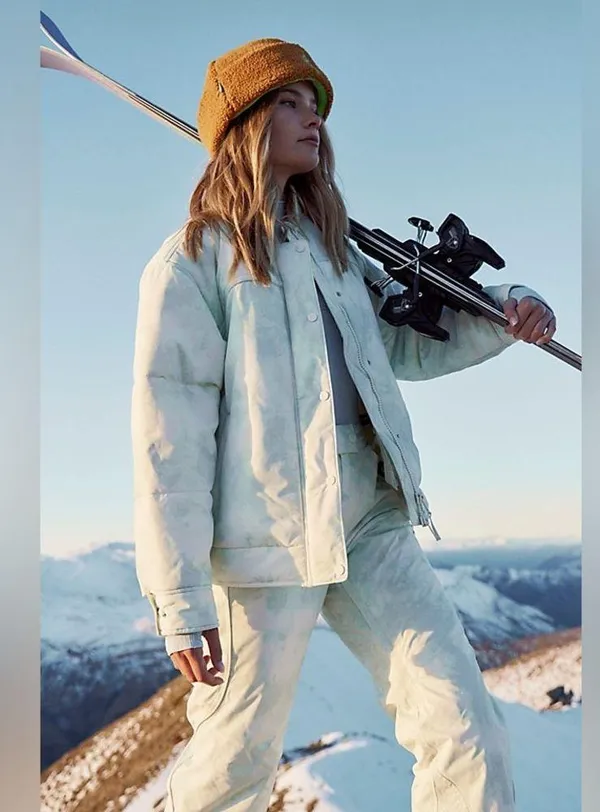 Free People Movement Bunny Slope Printed Puffer Mountain Mint Sage Medium NWT - Image 2