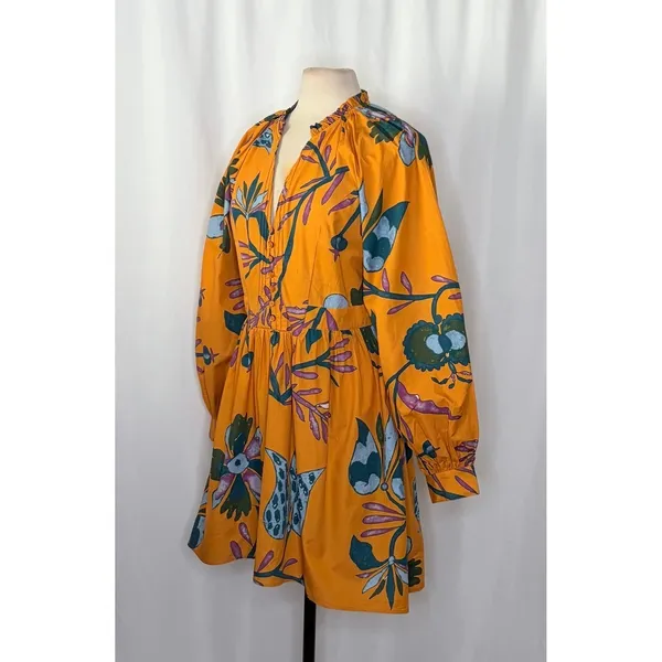 NEW!! Anthropologie LET ME BE Tropical Floral Dress Raglan Long Sleeves Large - Image 6