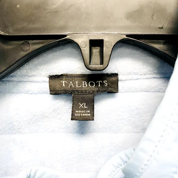 Talbots Womens Jacket XL Blue High Neck Zips Pockets Fleece Cotton Blend‎ - Image 4