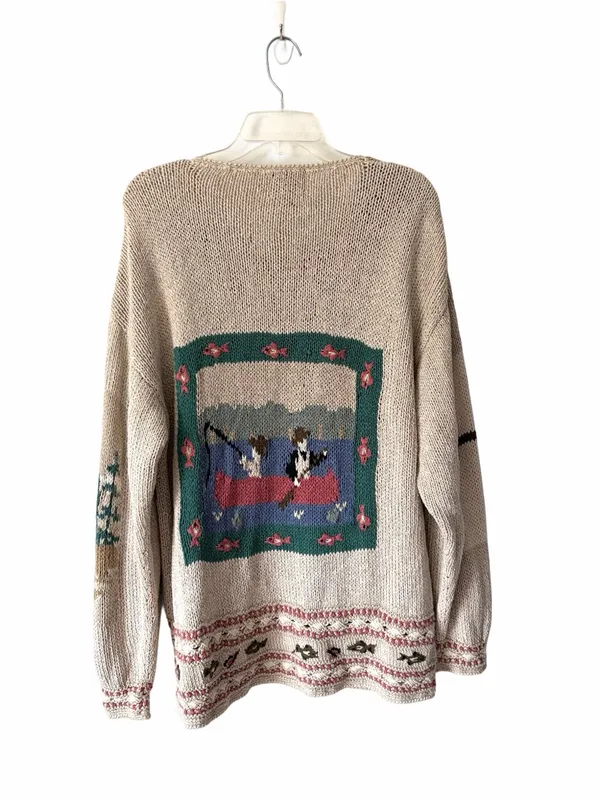 Woolrich Linen Cotton Sweater Fishing Pole Duck Long size XL - Image 4