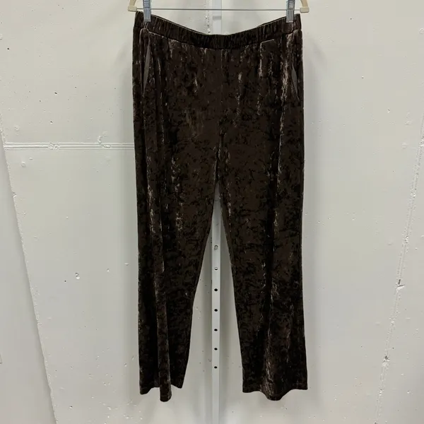 Anthropologie En Saison Madeleine Velvet Straight Leg Pants XL Brown Relaxed Fit - Image 3