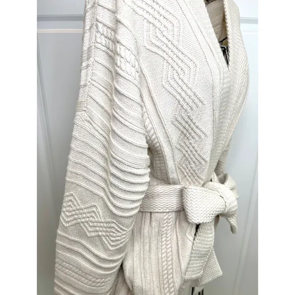 Pink Lily It Was All A Dream Chunky Beige Belted Cardigan NWOT - Image 11