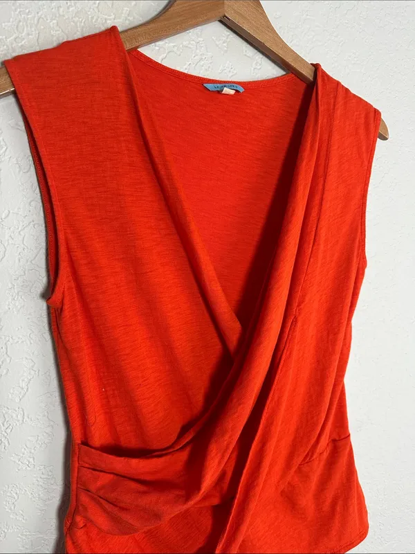 Anthropologie Leifnotes Orange Wrap Tank Top Summer Colorful Casual Sleeveless - Image 2