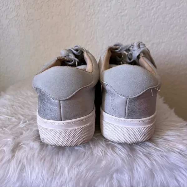 Silver Metallic Chunky Lace Up Shoes Size 8.5 - Image 7