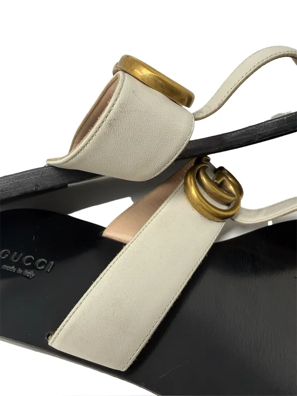 Gucci Marmont GG Thong Sandals Mystic White Flat Slide Flip Flops EU Size 39.5 - Image 7