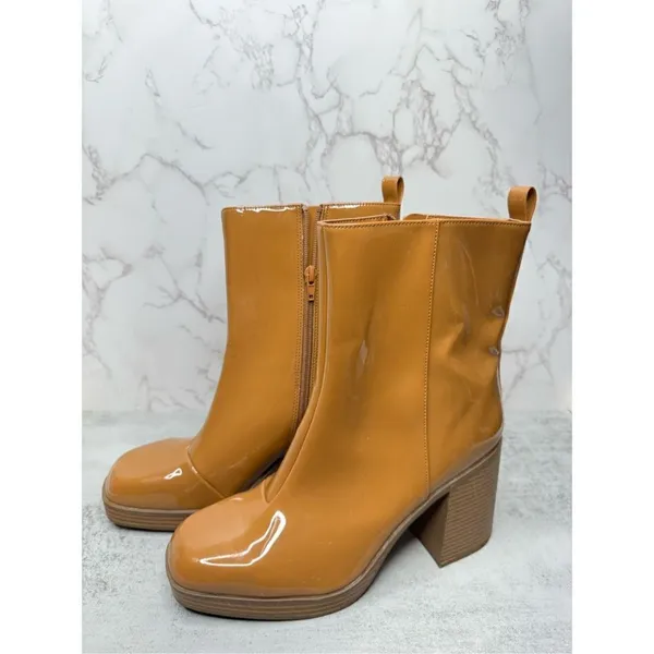 BP‎ Boots Womens Size 10 Brown Platform Block Heel Ankle Booties Side Zip - Image 2