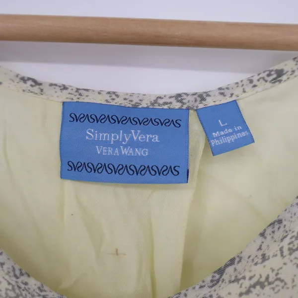 Simply Vera Vera Wang Womens Large Yellow Grey Floral Dot Layered Tank Top - Image 2