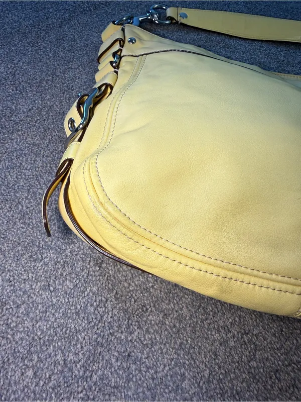 Vintage Coach Zoe Large Leather Hobo Buckle Shoulder Bag F12669 in Yellow - Image 4