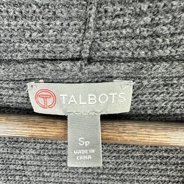 Talbots‎ Cardigan Sweater Womens Small Petite Gray Open Front Ribbed Knit Dolman - Image 3