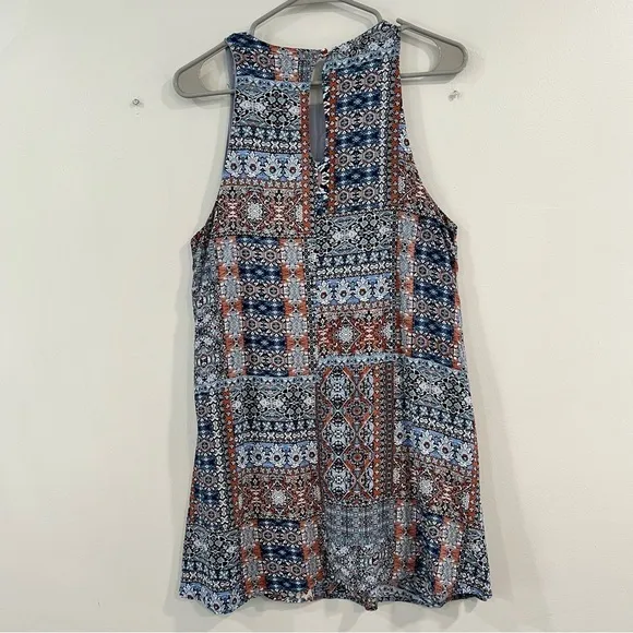 Lulus Design‎ Major Grey Blue Floral Boho Print Sleeveless Swing Dress LARGE - Image 7