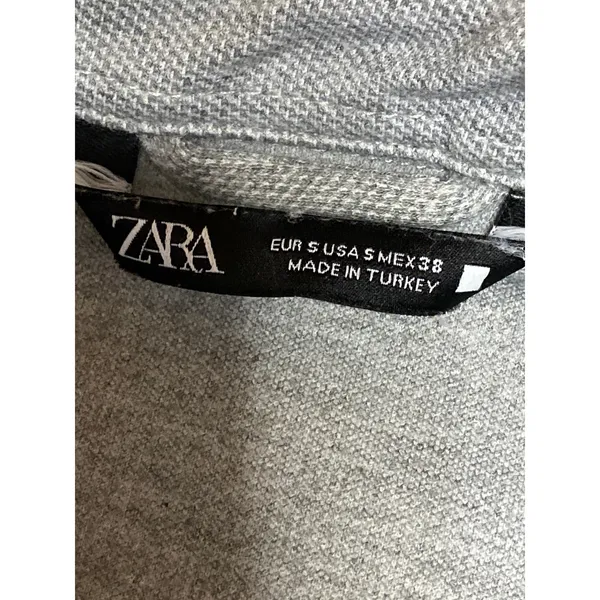Zara Women's Gray Collared Long Sleeve Pockets Button Down Shirt Coat Jacket S - Image 3