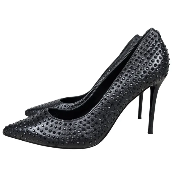 Guess Womens Sabalie Black Studded Leather Pointed Toe Stiletto Pumps Heels 8.5 - Image 4