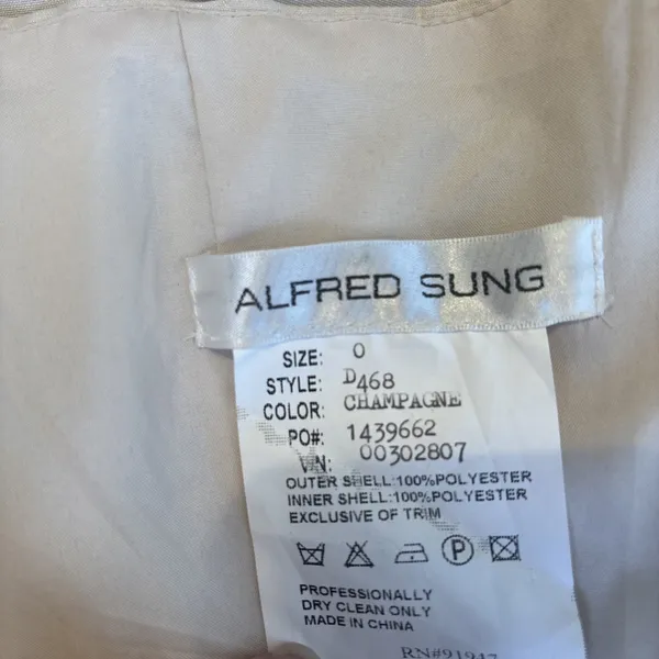 Alfred Sung Champagne‎ Gold Ruffled Halter Cocktail Dress Sz 0 Bow Waist Detail Knee Length - Image 9
