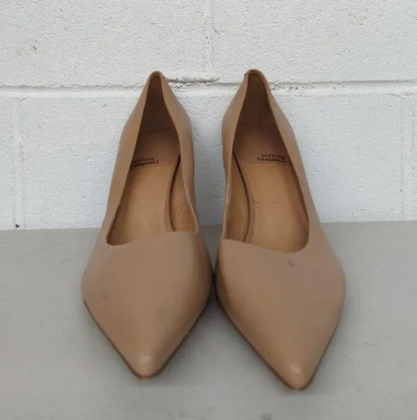 New Jeffrey Campbell nude pointed heels sz11 brown leather slip on sexy classic - Image 2