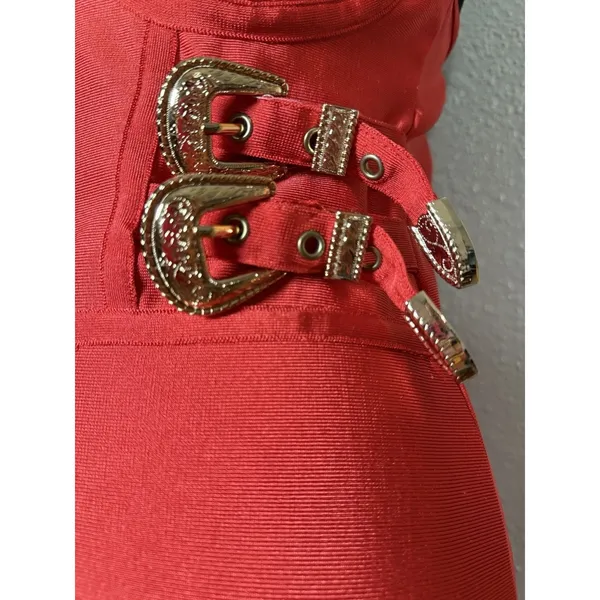 Akira dress orange with buckles size m - Image 3