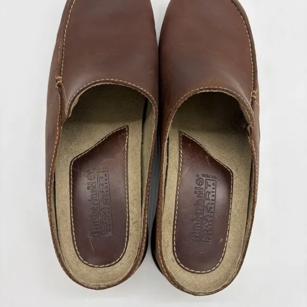 Timberland Womens 6 Shoe Slip On Mule Slide Brown Leather Casual Comfort‎ Heel - Image 7