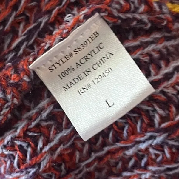 Earthbound Trading Co Sunset Colorblock Fringe Knit Longline Sweater Large‎ - Image 6