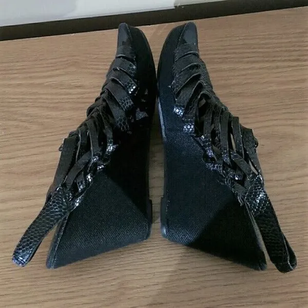 NY&C Black Wedges Wedge Sandals Size 7 - Image 5