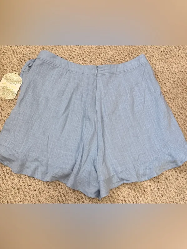 Altar’d State NWT Blue Linen Blend Ruffle Wrap Skort Shorts Medium‎ - Image 8