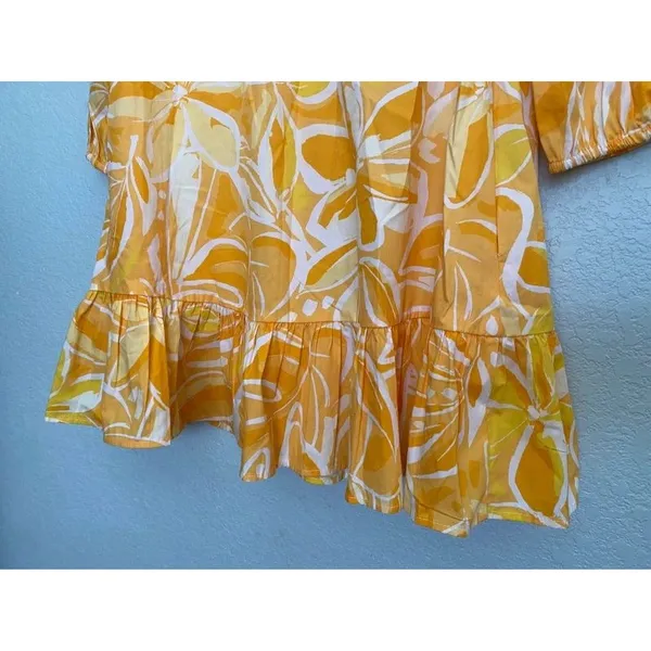 Sugarlips Floral Ruffle Mini Dress Yellow Size M Cotton - Image 5
