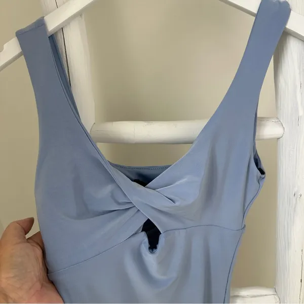 21 Saints Light Blue Sleeveless Twist-Front Mini Dress Size Small - Image 3
