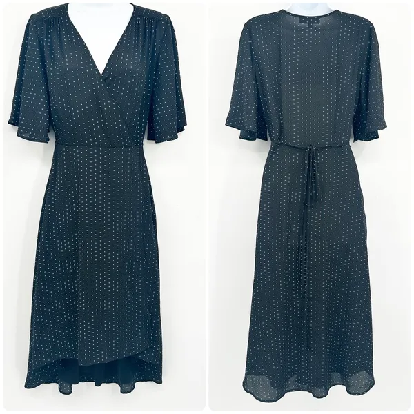 Lulus‎ Womens Farah Black Polka Dot Print Parisian Chic Midi Wrap Dress Size S - Image 3