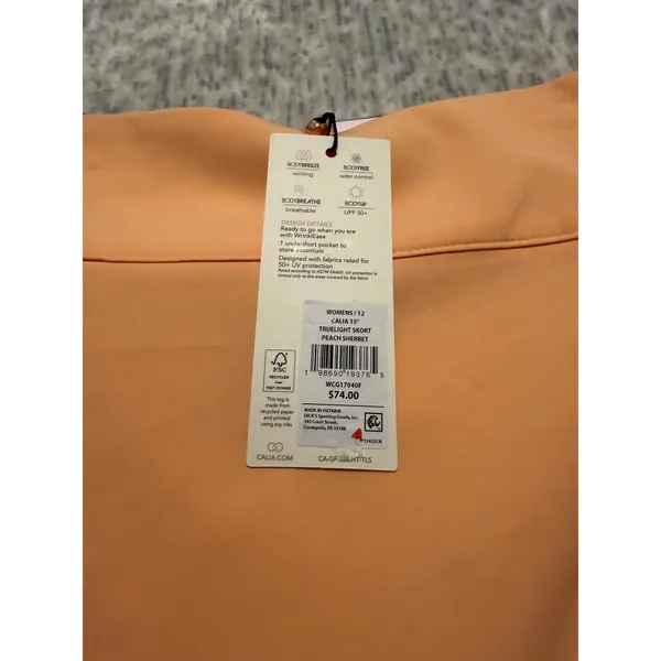 CALIA by Carrie Underwood Womens 12 Skort skirt‎ Peach Side Zip Built-in Shorts - Image 2
