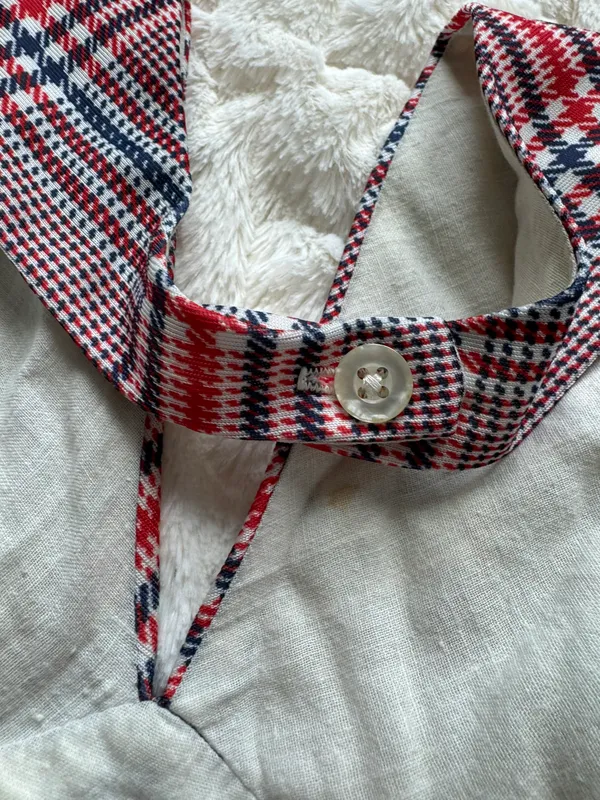 Red, White, Blue Plaid Vintage Halter Crop Top - Image 6