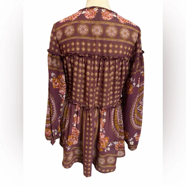 Knox Rose Burgundy and Gold Boho Blouse - Image 2