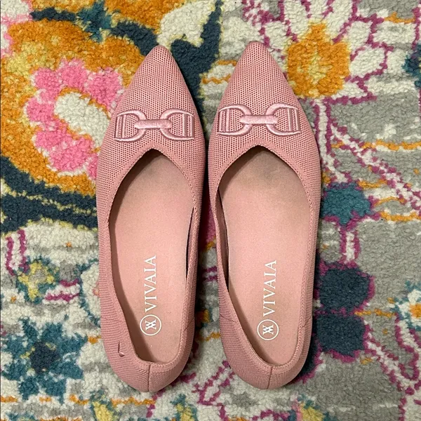 VIVAIA Pointed-Toe Flats Ena 2.0 Pink Embroidered Horsebit Size EU 37, US 6.5 - Image 3