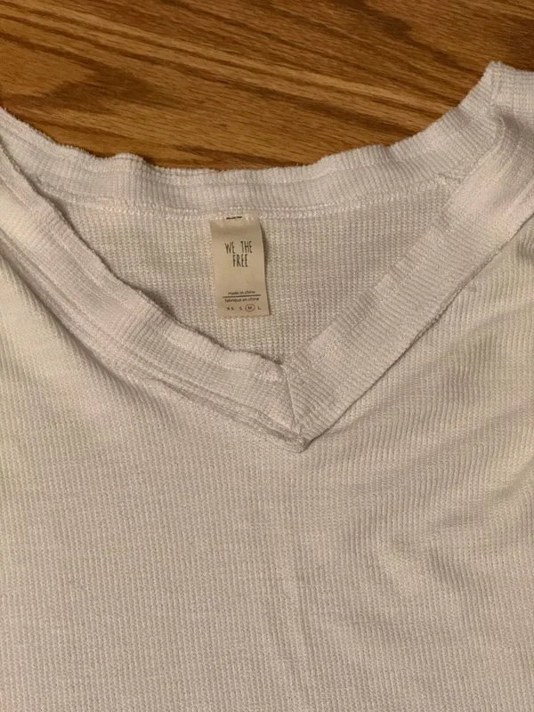 Free People We The Free Bubble Thermal V-Neck Embroidered Tee Shirt - Image 4