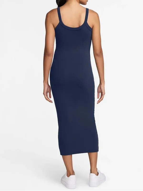 Women’s Nike Sportswear Chill Knit Tight Mini-Rib Tank Dress Midnight Navy Sz M - Image 2