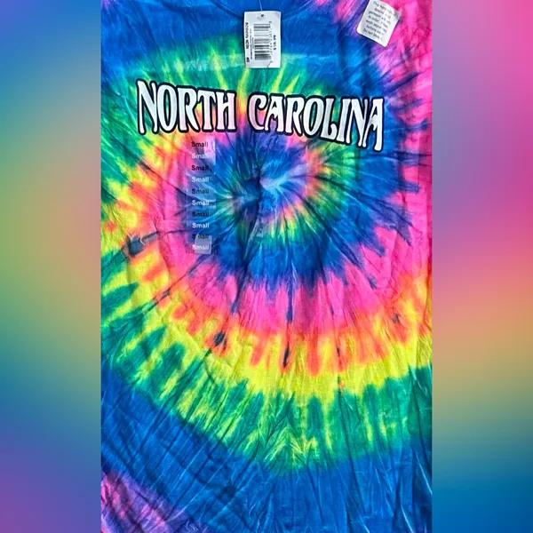 Rainbow Sandals Colortone Tie-Dye North Carolina T-Shirt NWT - Image 3