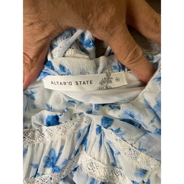 Altar'd State Floral Cottagecore Prairie Maxi Dress Lace Up XL Boho Romantic New - Image 9