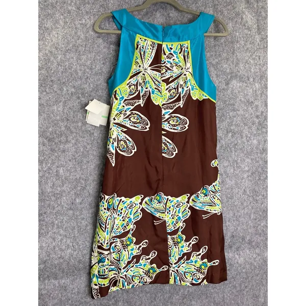 NWT Donna Morgan Silk Paisley Dress Brown Turquoise Boho Midi Size 8 - Image 2