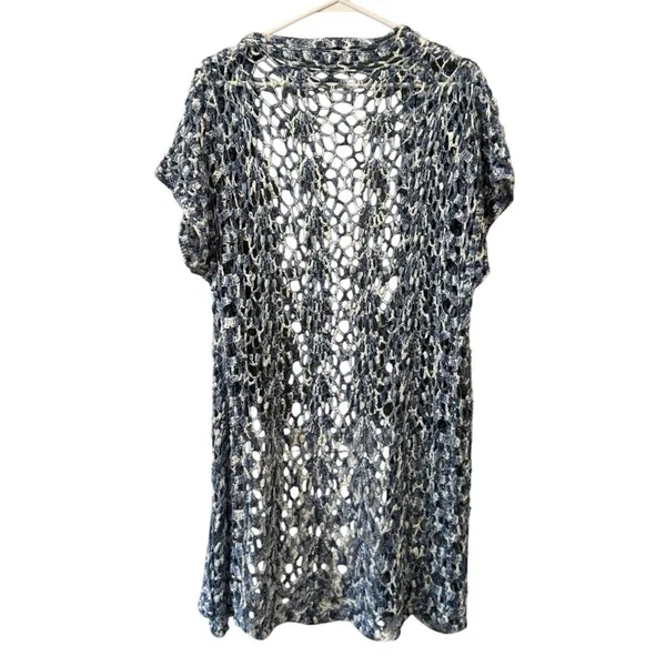 ii SISTERS‎ Women Size Medium Open Front Crocheted Cardigan Beach Cover Up Knit - Image 2