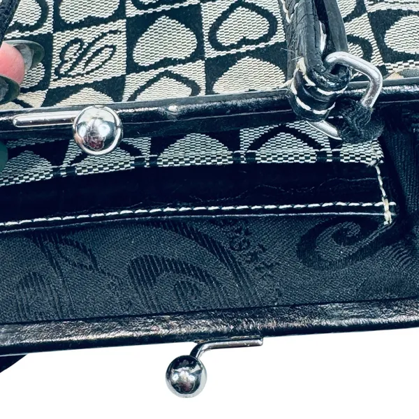 Brighton Kisslock Heart Purse‎ Mini Shoulder Bag Black Silver Checkered Y2K - Image 7