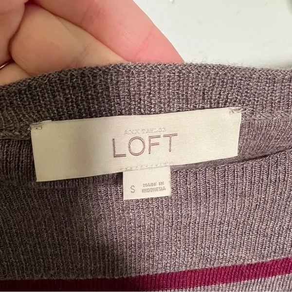 Loft‎ Boatneck Tunic Sweater Brown PInk Stripes - Image 9
