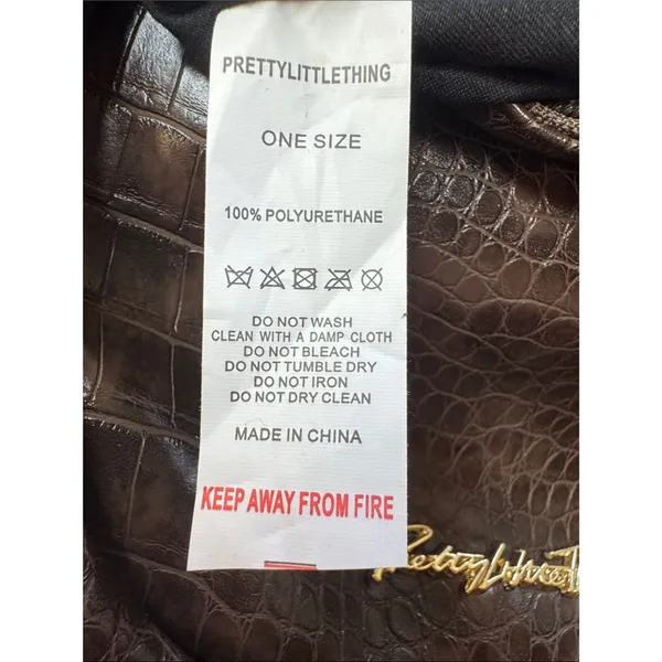 PrettyLittleThing Brown Faux Croc Embossed Hobo Shoulder Bag Y2K Slouchy Purse - Image 6