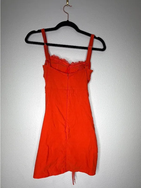White Fox Wanting More Sexy Ruched Mini Dress Chili Red XS - Image 5