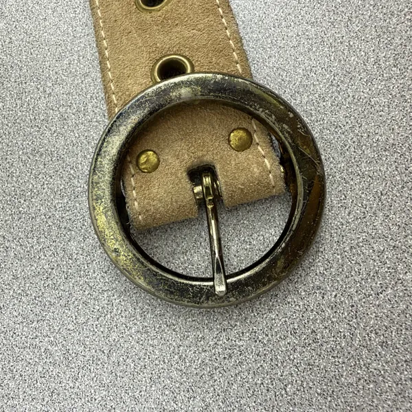Caulderon Belt Womens Medium Tan Brown Grommet Round Buckle Suede 6493 - Image 2