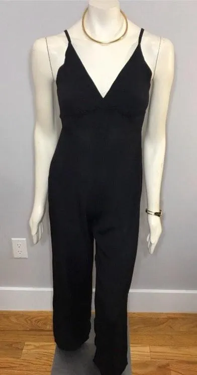 Forever 21 Little Black Strappy Plunging Neck Jumpsuit Sz Small - Image 6