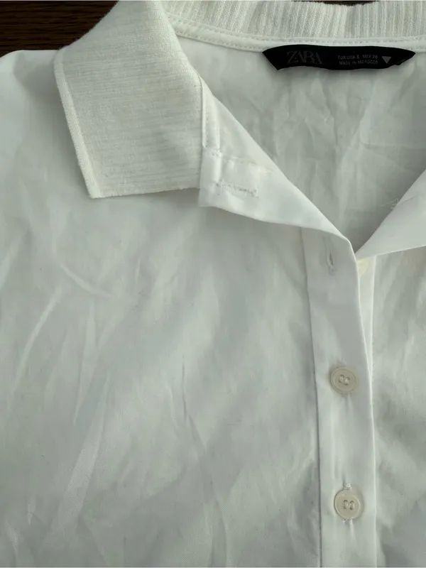 Zara White Cropped Polo Top - Image 2