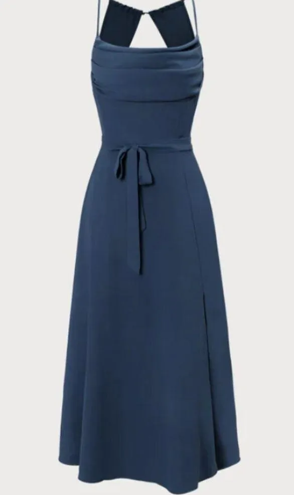 RIHOAS Previous Next The Navy Cowl Neck Cutout Back Maxi Dress 22 - Image 5