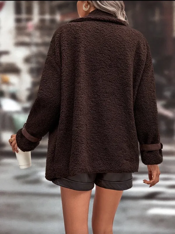 SheIn Zip Up Drop Shoulder Teddy Coat - Image 2