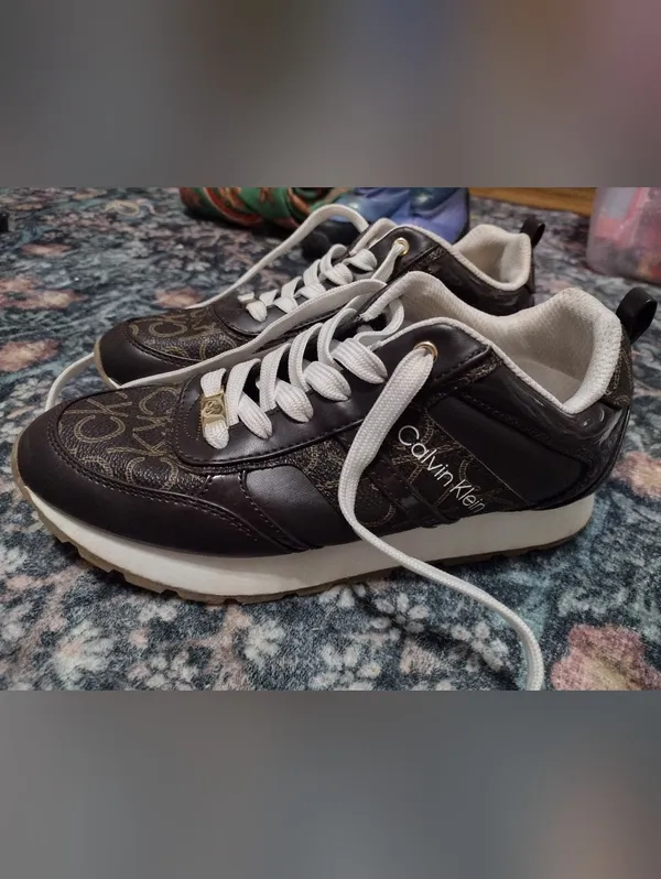 Calvin Klein Brown Monogram Lace-Up Sneakers - Image 2